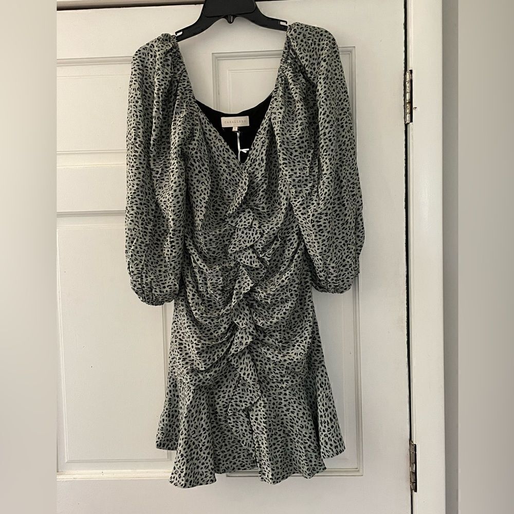 Caballero Elena Dress Animal Dot Ruffled Dress Size Small